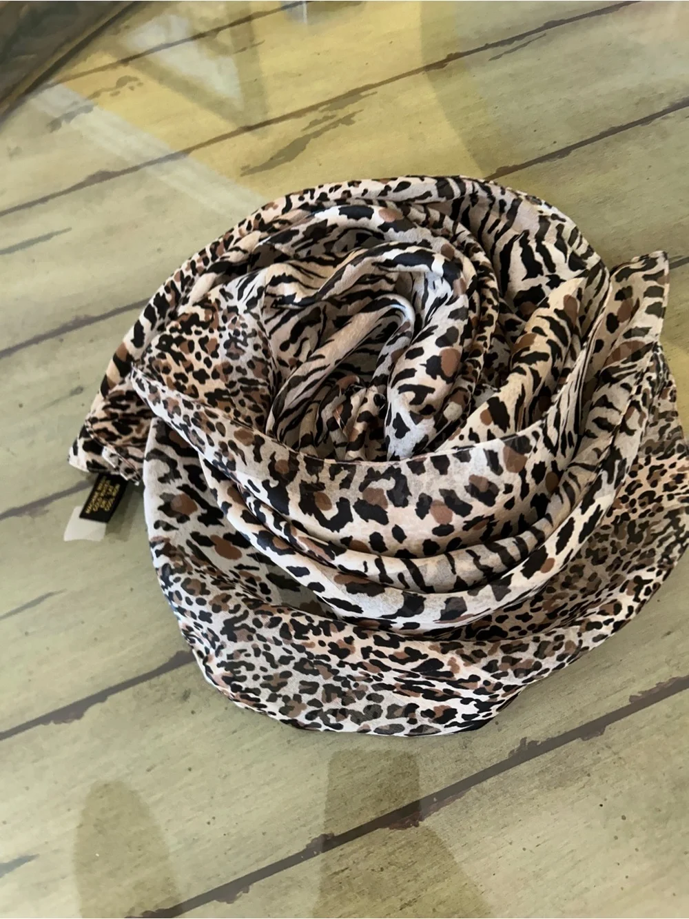 Leopard Animal Print Lightweight Scarf in Black, Brown, Cream made in Italy